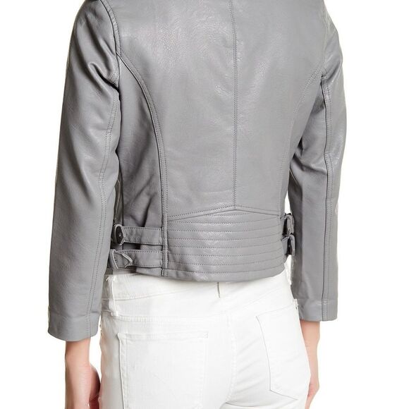 BCBG Faux Leather Front Zip Jacket Gray S - Picture 8 of 8